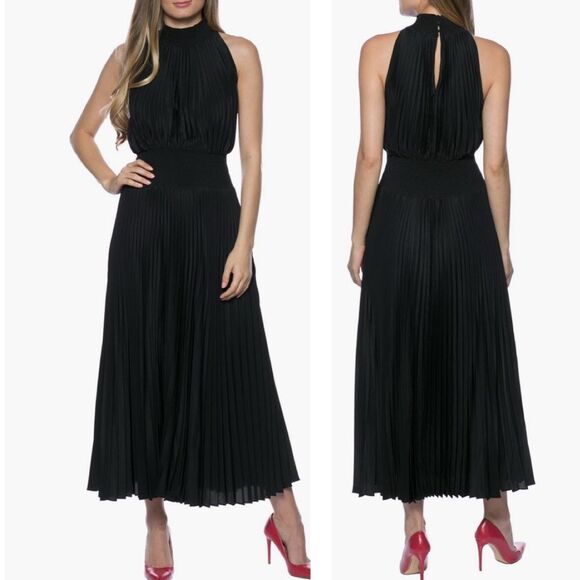MARINA Dresses & Skirts - Marina Pleated Midi Dress Black Size 4